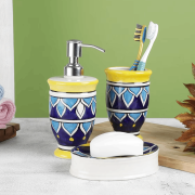 VAREESHA Hand-Painted Dispenser with Brush Holder & Soap Dish